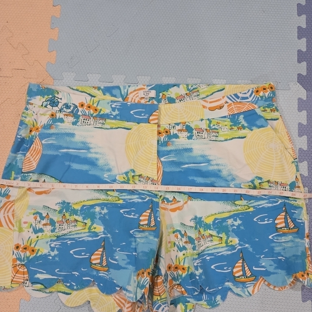 Crown & Ivy Women's Curvy Beach Printed Scallop-Trim Shorts Size 24W - Picture 5 of 11